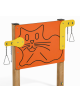 Pannello didattico con sagoma gatto, con pali in legno termotrattato e pannello in HDPE - cm 135x14x132h