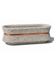 Fioriera ovale in cemento calcestruzzo - colore Grigio sabbiato - con fascia color rame - cm 170x60x65h - Conforme ai CAM