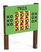 Pannello didattico con il gioco del tris, pali in alluminio rifiniti in legno light e pannello in HDPE - cm 97x13x132h