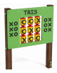 Pannello didattico con il gioco del tris, pali in alluminio rifiniti in legno light e pannello in HDPE - cm 97x13x132h