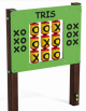 Pannello didattico con il gioco del tris, pali in alluminio rifiniti in legno dark e pannello in HDPE - cm 97x13x132h