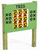 Pannello didattico con il gioco del tris, pali in legno di pino nordico e pannello in HDPE - cm 97x13x132h