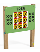 Pannello didattico con il gioco del tris, pali in legno termotrattato e pannello in HDPE - cm 97x13x132h