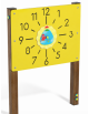 Pannello didattico con orologio, pali in alluminio rifiniti in legno light e pannello HDPE - cm 97x13x132h