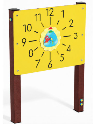 Pannello didattico con orologio, pali in plastica riciclata e pannello HDPE - cm 97x13x132h