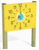 Pannello didattico con orologio, pali in legno di pino nordico e pannello HDPE - cm 97x13x132h