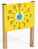 Pannello didattico con orologio, pali in legno termotrattato e pannello HDPE - cm 97x13x132h