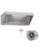 Cappa inox a parete snack con aspiratore motore interno incluso ed illuminazione con strip led - cm 100x70x45h