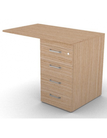 Appendice retta per scrivania, piano in melaminico spessore mm 18 e cassettiera portante - cm 100x60x73,5h