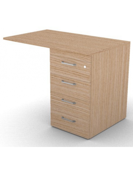 Appendice retta per scrivania, piano in melaminico spessore mm 18 e cassettiera portante - cm 100x60x73,5h