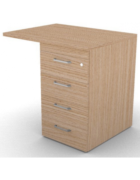 Appendice retta per scrivania, piano in melaminico spessore mm 25 e cassettiera portante - cm 80x60x74h