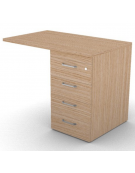 Appendice retta per scrivania, piano in melaminico spessore mm 25 e cassettiera portante - cm 100x60x74h
