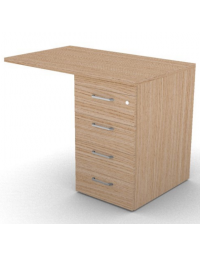 Appendice retta per scrivania, piano in melaminico spessore mm 25 e cassettiera portante - cm 100x60x74h