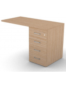 Appendice retta per scrivania, piano in melaminico spessore mm 25 e cassettiera portante - cm 120x60x74h