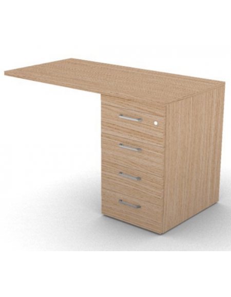 Appendice retta per scrivania, piano in melaminico spessore mm 25 e cassettiera portante - cm 120x60x74h