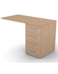 Appendice retta per scrivania, piano in melaminico spessore mm 25 e cassettiera portante - cm 120x60x74h