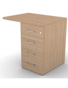 Appendice retta per scrivania, piano in melaminico spessore mm 30 e cassettiera portante - cm 80x60x74,5h