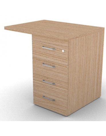 Appendice retta per scrivania, piano in melaminico spessore mm 30 e cassettiera portante - cm 80x60x74,5h
