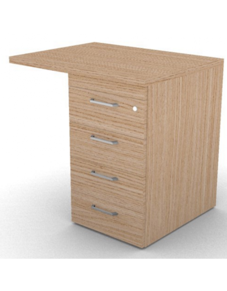 Appendice retta per scrivania, piano in melaminico spessore mm 30 e cassettiera portante - cm 80x60x74,5h