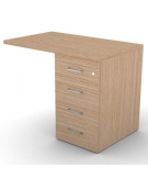 Appendice retta per scrivania, piano in melaminico spessore mm 30 e cassettiera portante - cm 100x60x74,5h