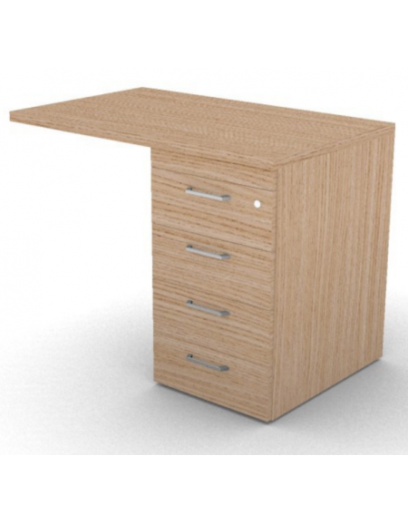 Appendice retta per scrivania, piano in melaminico spessore mm 30 e cassettiera portante - cm 100x60x74,5h