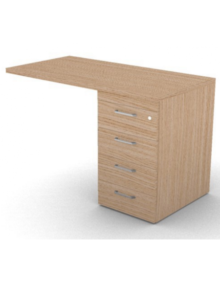 Appendice retta per scrivania, piano in melaminico spessore mm 30 e cassettiera portante - cm 120x60x74,5h