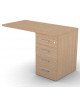 Appendice retta per scrivania, piano in melaminico spessore mm 30 e cassettiera portante - cm 120x60x74,5h