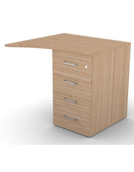 Appendice sagomata Dx per scrivania, piano in melaminico spessore mm 18 e cassettiera portante - cm 80x80x73,5h
