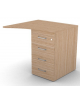 Appendice sagomata Dx per scrivania, piano in melaminico spessore mm 18 e cassettiera portante - cm 80x80x73,5h