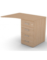 Appendice sagomata Dx per scrivania, piano in melaminico spessore mm 18 e cassettiera portante - cm 100x80x73,5h