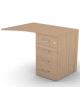 Appendice sagomata Dx per scrivania, piano in melaminico spessore mm 18 e cassettiera portante - cm 100x80x73,5h