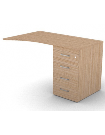 Appendice sagomata Dx per scrivania, piano in melaminico spessore mm 18 e cassettiera portante - cm 120x80x73,5h