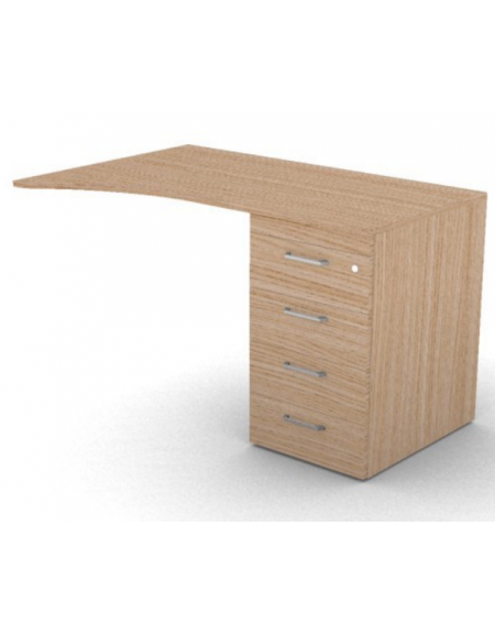 Appendice sagomata Dx per scrivania, piano in melaminico spessore mm 18 e cassettiera portante - cm 120x80x73,5h