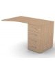 Appendice sagomata Dx per scrivania, piano in melaminico spessore mm 18 e cassettiera portante - cm 120x80x73,5h
