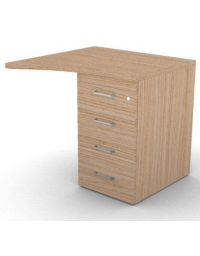 Appendice sagomata Dx per scrivania, piano in melaminico spessore mm 30 e cassettiera portante - cm 80x80x74,5h