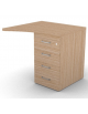 Appendice sagomata Dx per scrivania, piano in melaminico spessore mm 30 e cassettiera portante - cm 80x80x74,5h