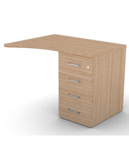 Appendice sagomata Dx per scrivania, piano in melaminico spessore mm 30 e cassettiera portante - cm 100x80x74,5h