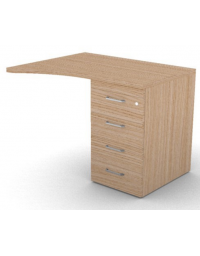 Appendice sagomata Dx per scrivania, piano in melaminico spessore mm 30 e cassettiera portante - cm 100x80x74,5h