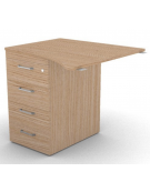 Appendice sagomata Sx per scrivania, piano in melaminico spessore mm 18 e cassettiera portante - cm 80x80x73,5h