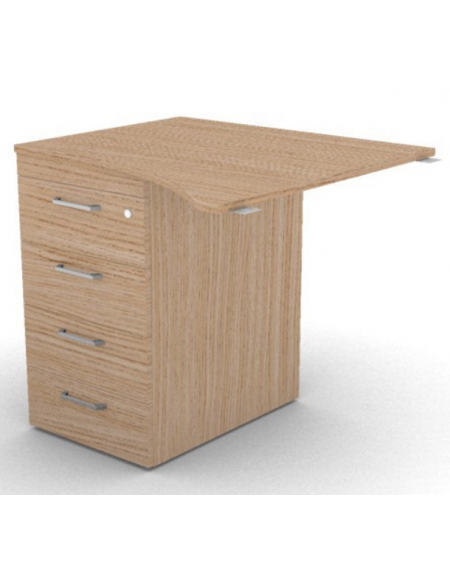 Appendice sagomata Sx per scrivania, piano in melaminico spessore mm 18 e cassettiera portante - cm 80x80x73,5h