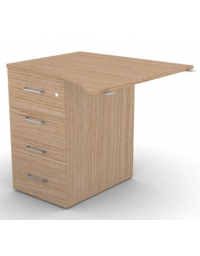 Appendice sagomata Sx per scrivania, piano in melaminico spessore mm 18 e cassettiera portante - cm 80x80x73,5h