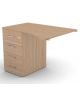 Appendice sagomata Sx per scrivania, piano in melaminico spessore mm 18 e cassettiera portante - cm 100x80x73,5h