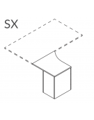 Appendice sagomata Sx per scrivania, piano in melaminico spessore mm 18 e cassettiera portante - cm 120x80x73,5h