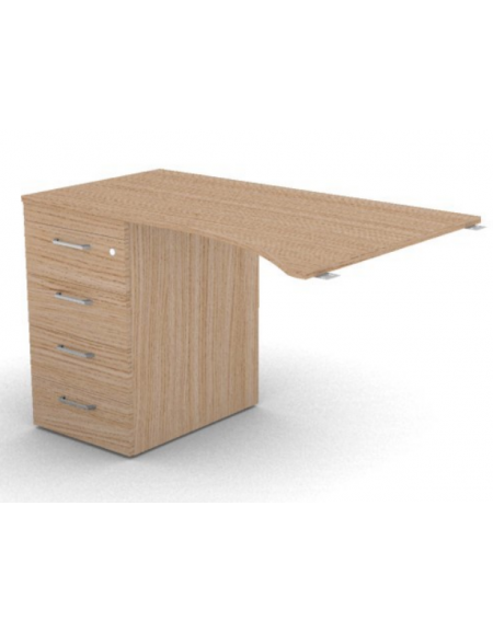 Appendice sagomata Sx per scrivania, piano in melaminico spessore mm 18 e cassettiera portante - cm 120x80x73,5h