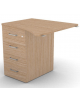 Appendice sagomata Sx per scrivania, piano in melaminico spessore mm 25 e cassettiera portante - cm 80x80x74h