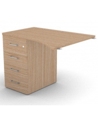 Appendice sagomata Sx per scrivania, piano in melaminico spessore mm 25 e cassettiera portante - cm 100x80x74h