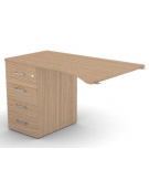 Appendice sagomata Sx per scrivania, piano in melaminico spessore mm 25 e cassettiera portante - cm 120x80x74h