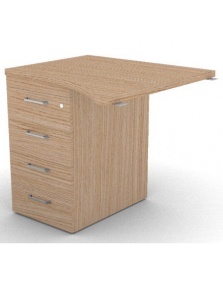 Appendice sagomata Sx per scrivania, piano in melaminico spessore mm 30 e cassettiera portante - cm 80x80x74,5h