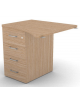 Appendice sagomata Sx per scrivania, piano in melaminico spessore mm 30 e cassettiera portante - cm 80x80x74,5h