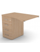 Appendice sagomata Sx per scrivania, piano in melaminico spessore mm 30 e cassettiera portante - cm 100x80x74,5h